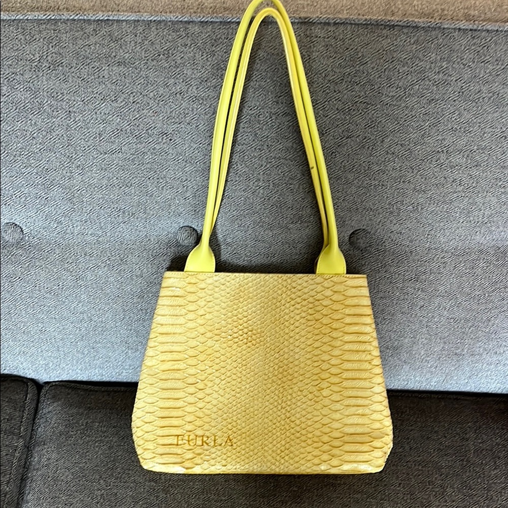 Furla Yellow Textured Shoulder Bag